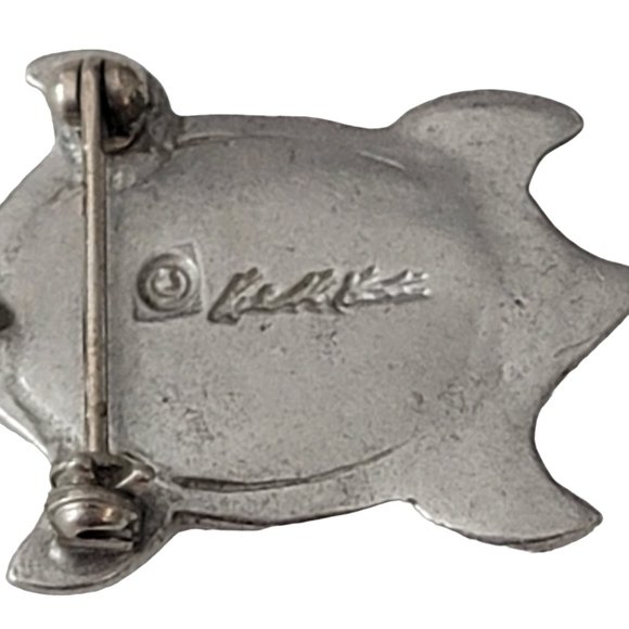 Kenneth Kantro Art Glass Pewter Turtle Pin Pendant, Signed E185 - Picture 4 of 6